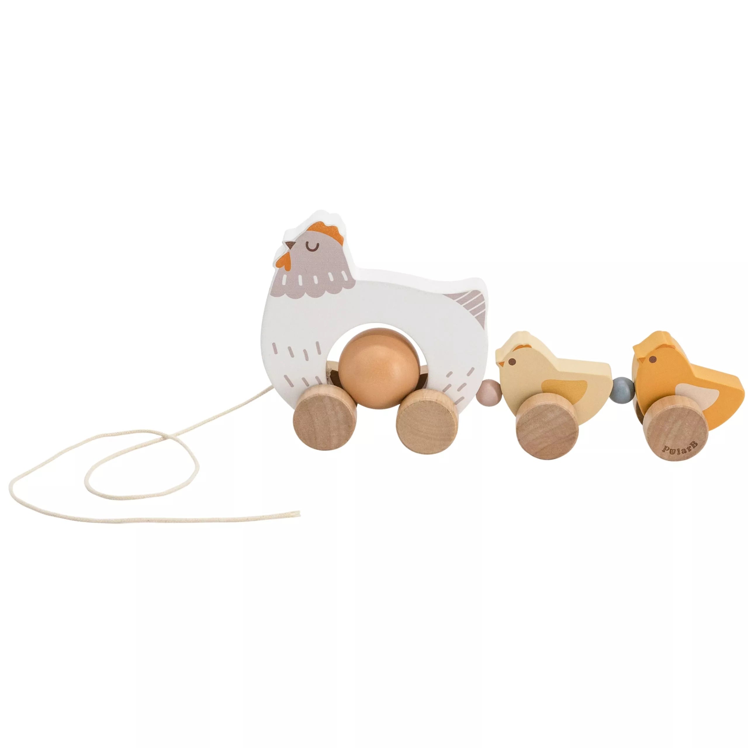 Medinė vištelė su viščiukais traukimui